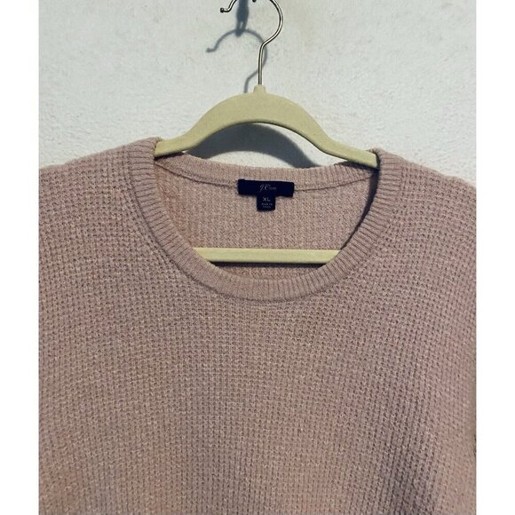 J Crew Sweater Womens XL Pink Hi Low Hem Waffle Knit Supersoft Yarn Alpaca Wool - Picture 2 of 6